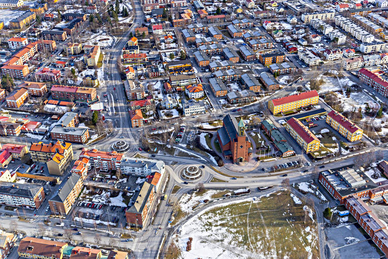aerial photo, aerial photo, aerial photos, aerial photos, centre, drone aerial, drnarfoto, Jamtland, Ostersund, Stora kyrkan, stder, winter