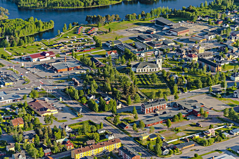 aerial photo, aerial photo, aerial photos, aerial photos, church, drone aerial, drnarfoto, Herjedalen, samhllen, summer, Sveg