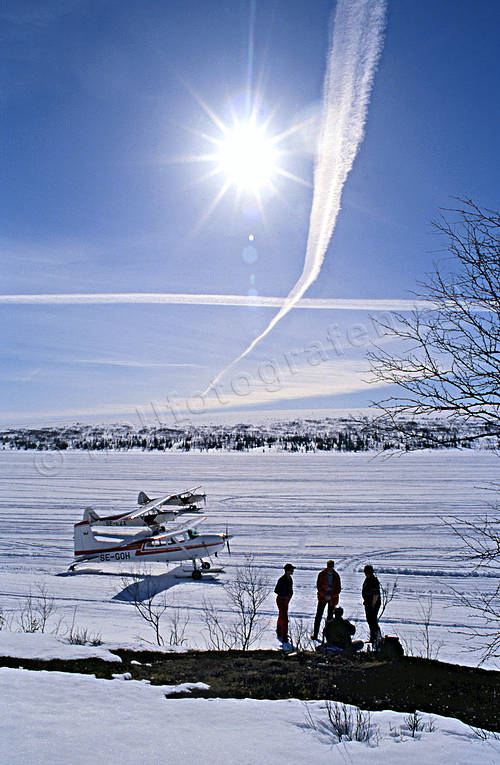 aviation, communications, fly, North Reindeer lake, ski flight, spring-winter, sun, winter, winter flying