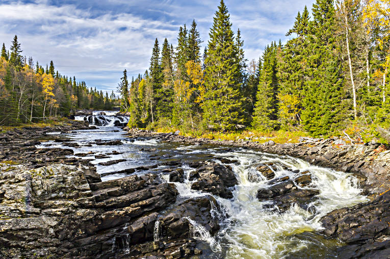 are river, autumn, autumn colours, Jamtland, landscapes, stream, vatten, water fall, watercourse