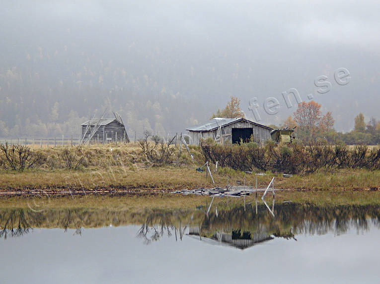 Ammarnas, autumn, barn, fog, grey day, hay barn, landscapes, Lapland, myrsltter