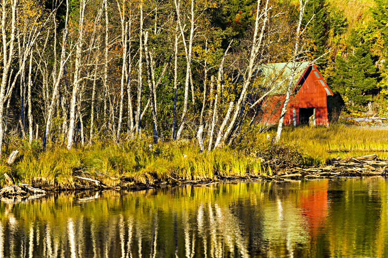 autumn, autumn colours, autumn leaves, boat house, Indal river, Jamtland, landscapes, lvtrd, seasons, spegelbild, watercourse, woodland