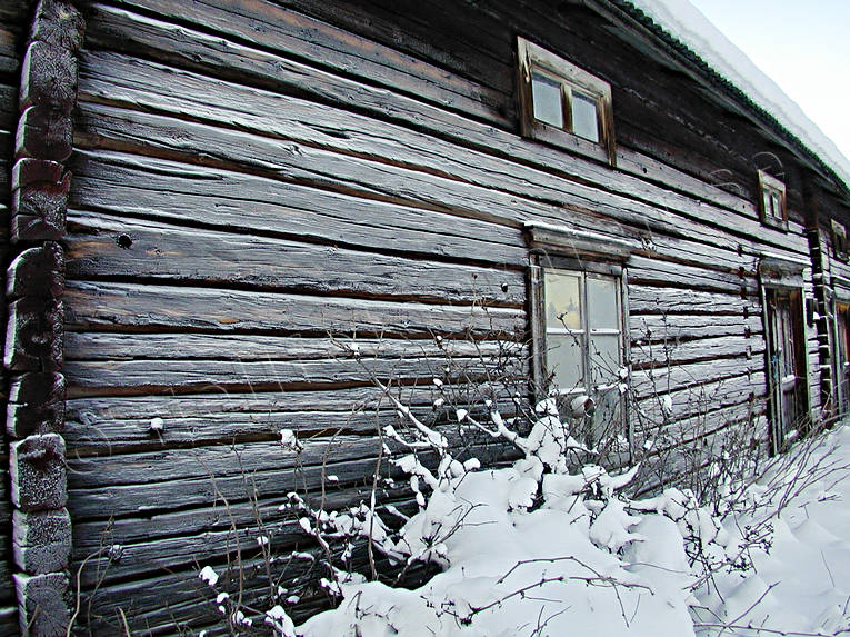 buildings, cowshed, frosty, frosty, Jamtland, timber, timber wall, wall