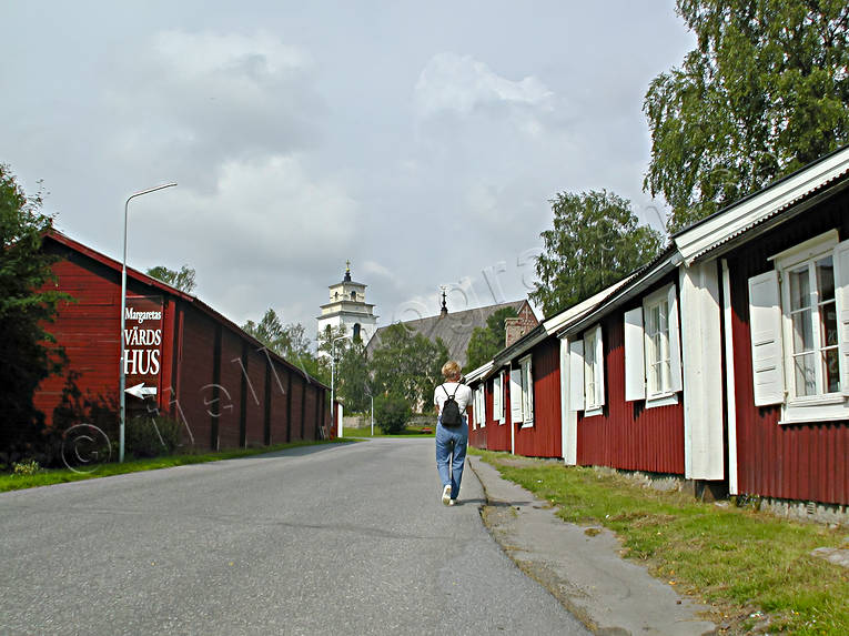 buildings, engineering projects, Gammelstad, Gammelstaden, habitation, Lulea, North Bothnia, road, samhllen, street, stder, wooden house