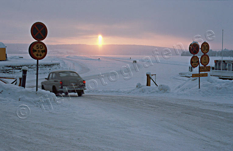 communications, Great Lake, ice track, land communication, Ostersund, sunset, traffic, vehicular traffic, winter