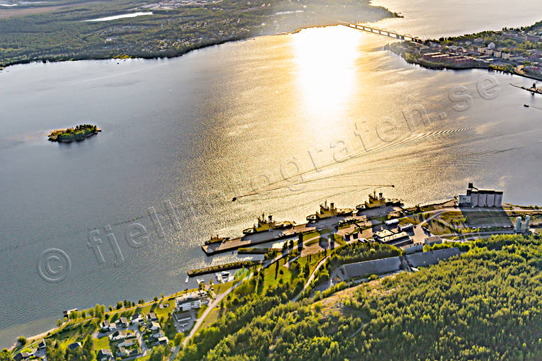aerial photo, aerial photo, aerial photos, aerial photos, drone aerial, drnarfoto, evening, harbour, isbrytare, Lulea, North Bothnia, stder, summer, sunset