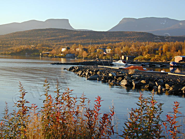 Abisko, autumn, dawn, landscapes, Lapland, Lapporten, morning, port, small-boat harbour, Torne Trsk