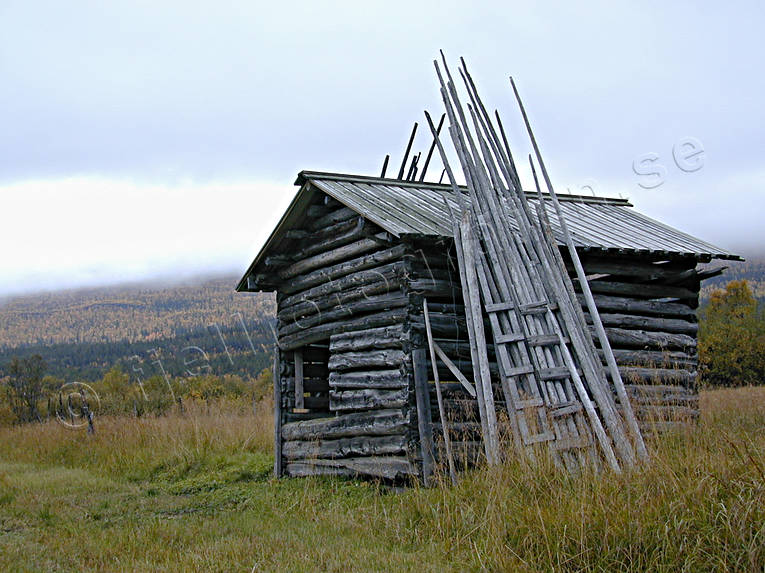 Ammarnas, autumn, barn, buildings, engineering projects, hay barn, Lapland, myrsltter