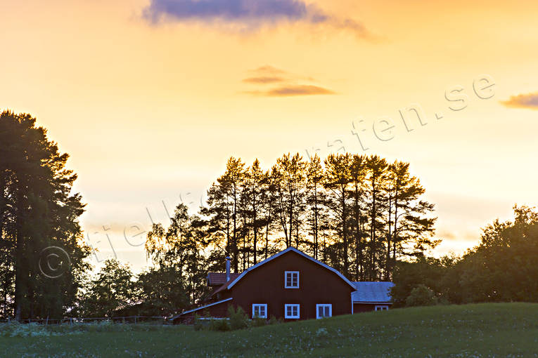 blushing, buildings, cowshed, Jamtland, landscapes, night, sky, summer night