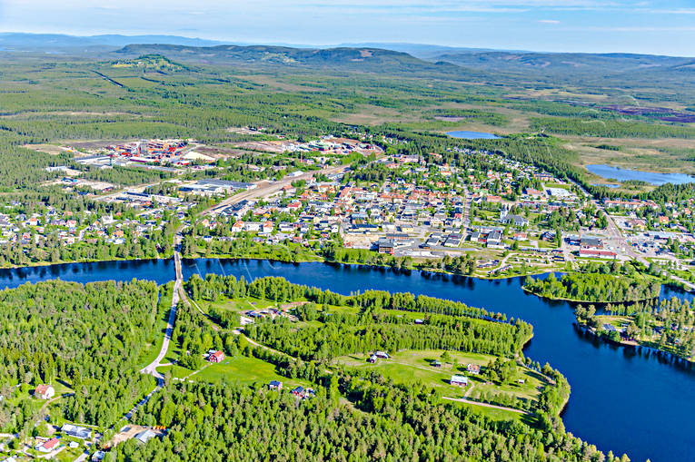 aerial photo, aerial photo, aerial photos, aerial photos, drone aerial, drnarfoto, Herjedalen, Ljusnan, Mankell Bridge, river, samhllen, summer, Sveg, Ulvklla