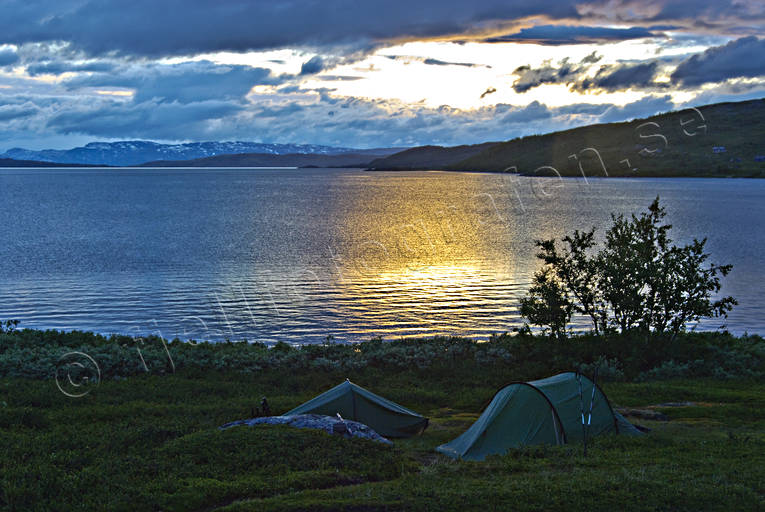 alpine hiking, dawn, national park, Padjelanta, reflections water, summer, tent, tent camp, Virihaure, ventyr