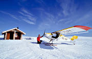 aeroplane, aviation, communications, cottage, fly, mountains, ski flight, skies, ultra-light, winter flying