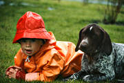 boy, dog, friends, outdoor life, pal, play, play, plays, rain, rainy weather, summer, wild-life, ventyr
