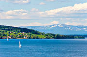 early, Genvalla, Great Lake, Jamtland, landscapes, mountain, Oviksfjallen, sailing boats, seglats, snowy patches, summer