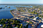 aerial photo, aerial photo, aerial photos, aerial photos, drone aerial, drnarfoto, Holmsund, installations, samhllen, sawmill, SCA Timber, summer, Ume river, West Bothnia