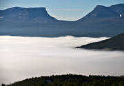 alpine, bank of mist, bjorkliden, fog, landscapes, Lapland, Lapporten, mountain, mountains, summer