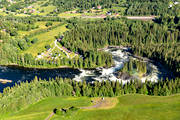 aerial photo, aerial photo, aerial photos, aerial photos, camping, camping site, drone aerial, drnarbild, drnarfoto, Indal river, Jamtland, landscapes, Rista, Ristafallet, Rista Fall, stream, summer, water fall