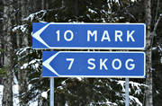 buildings, engineering projects, ground, Lapland, mark, road signs, signs, woodland