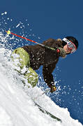 down-hill running, offpist, skier, skies, skiing, snow-spray, sport, winter