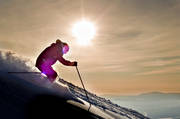 down-hill running, fresh snow, loose snow, offpist, playtime, skier, sport, sunset, winter, ventyr