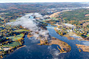 aerial photo, aerial photo, aerial photos, aerial photos, autumn, drone aerial, drnarfoto, fog, Ljungan, Medelpad, samhllen, Stde, Stdesjn